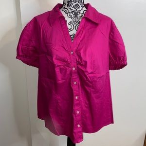 Fashion Bug Size 3X Magenta Button Down Blouse